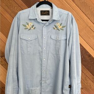 Howler Brothers Sky Blue Floral Embroidered Shirt